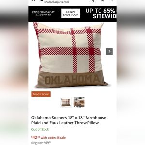 Oklahoma Sooners Plaid Decorative Pillows